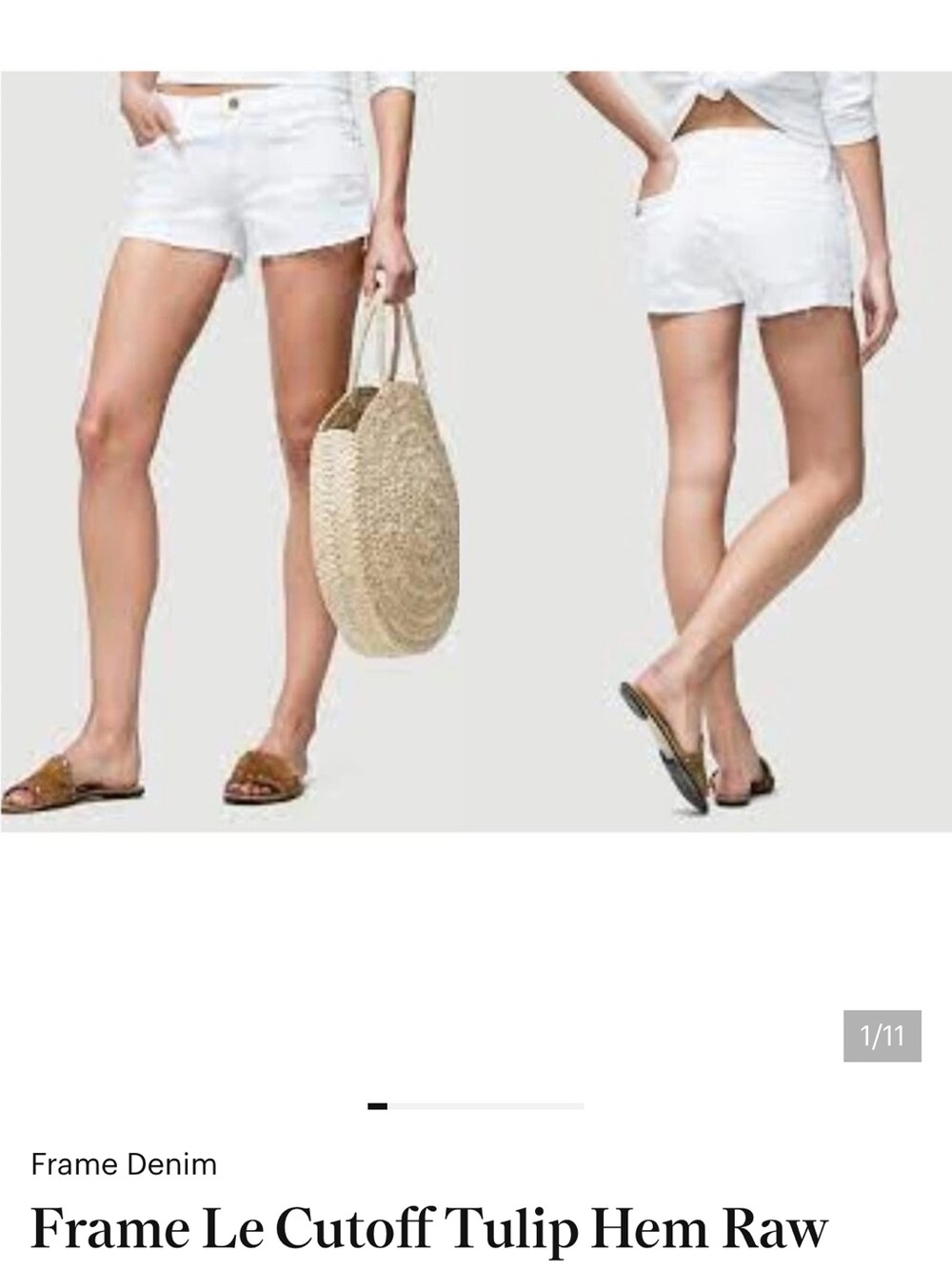 Frame Denim White Le Cutoff Tulip Hem Shorts